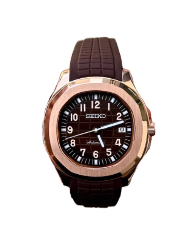 SEIKO AQUANAUT ROSE GOLD BROWN 41MM Vigilo Co