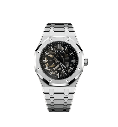 SEIKO ROYAL OAK SILVER BLACK SKELETON 41MM