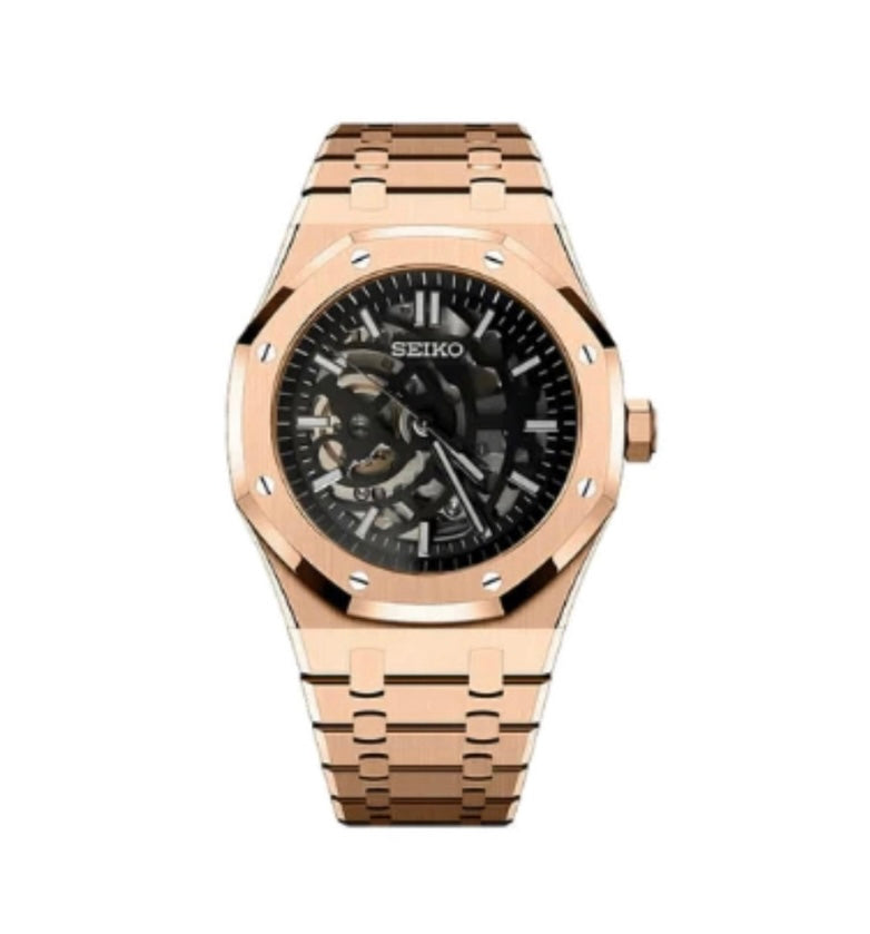 SEIKO ROYAL OAK ROSE GOLD BLACK SKELETON 41MM