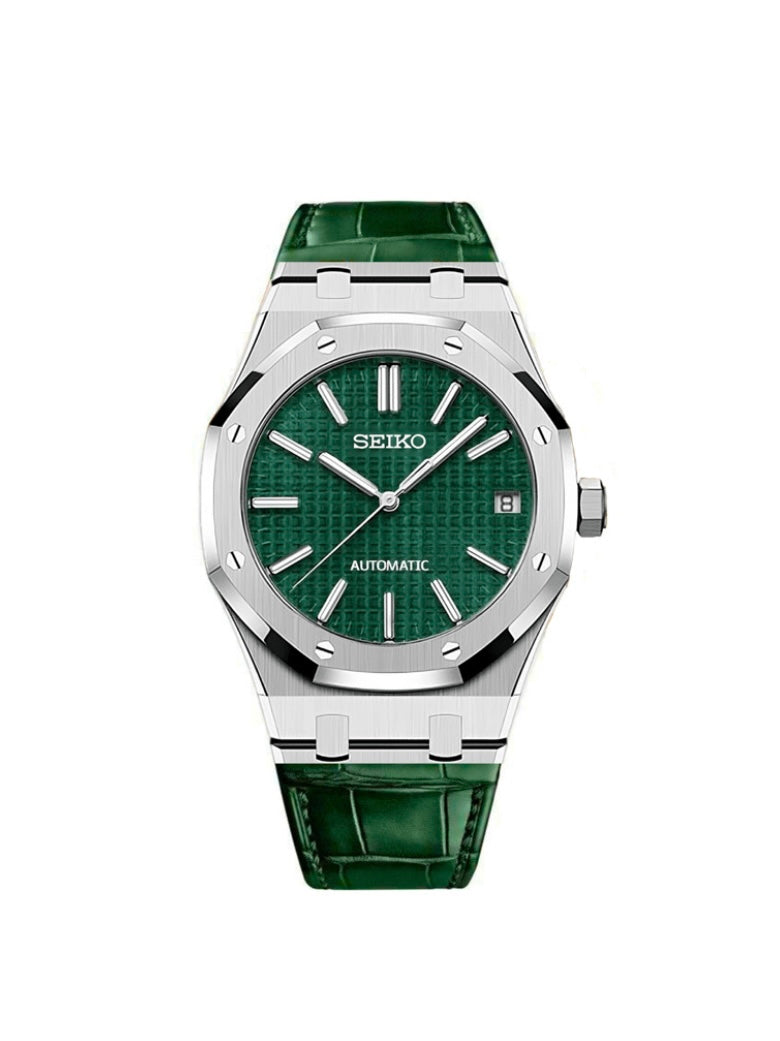 SEIKO ROYAL OAK SILVER GREEN LEATHER 41MM