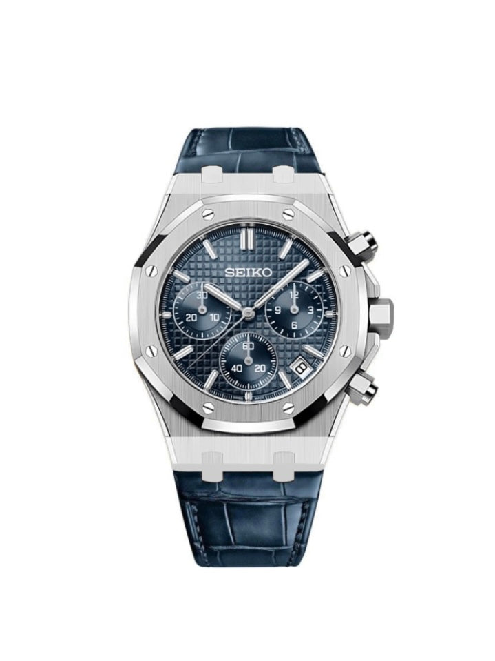 SEIKO ROYAL OAK CHRONOGRAPH BLUE LEATHER 41MM