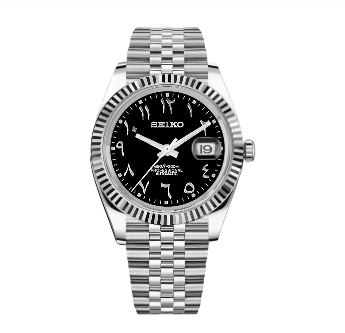 SEIKO DATEJUST SILVER BLACK ARABIC 39MM